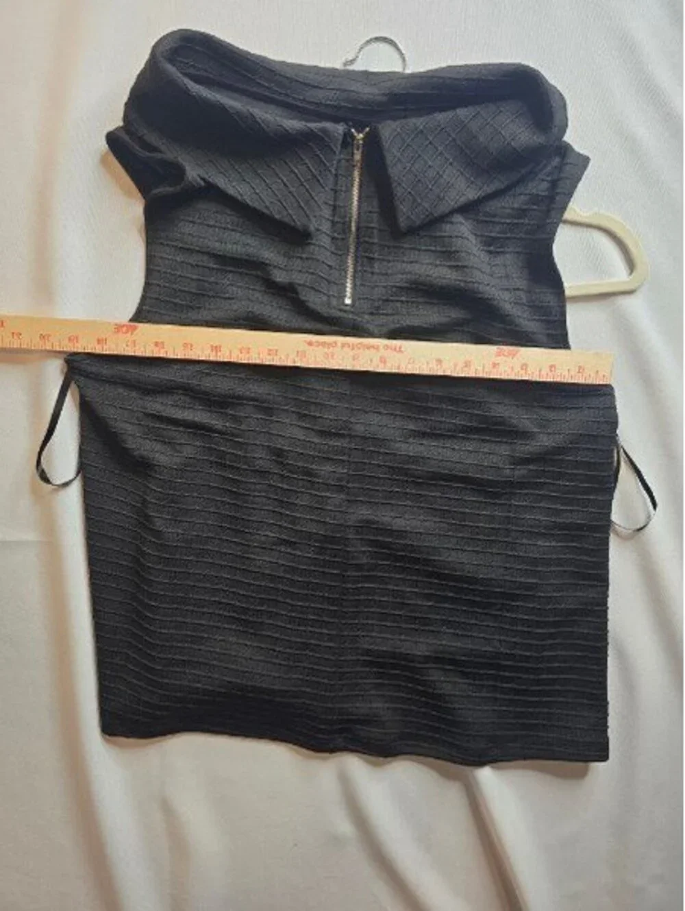 Sunny Girl Black Sleeveless Knit Top with Zip Collar NWT